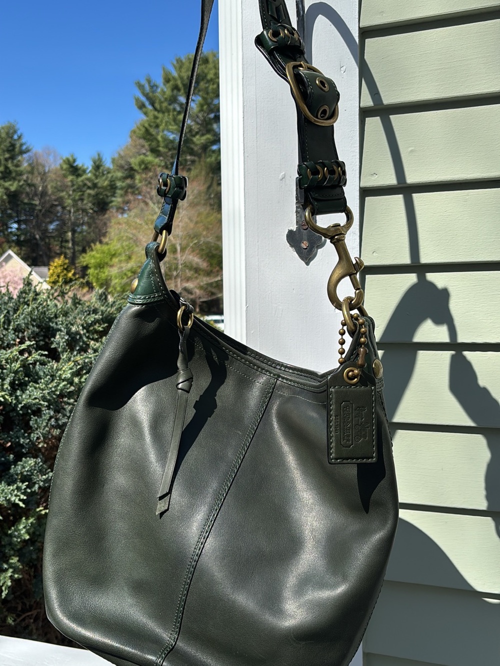 Coach Bag XL Bleecker Tattersall Duffle Sac Bottle Green Style 11423
